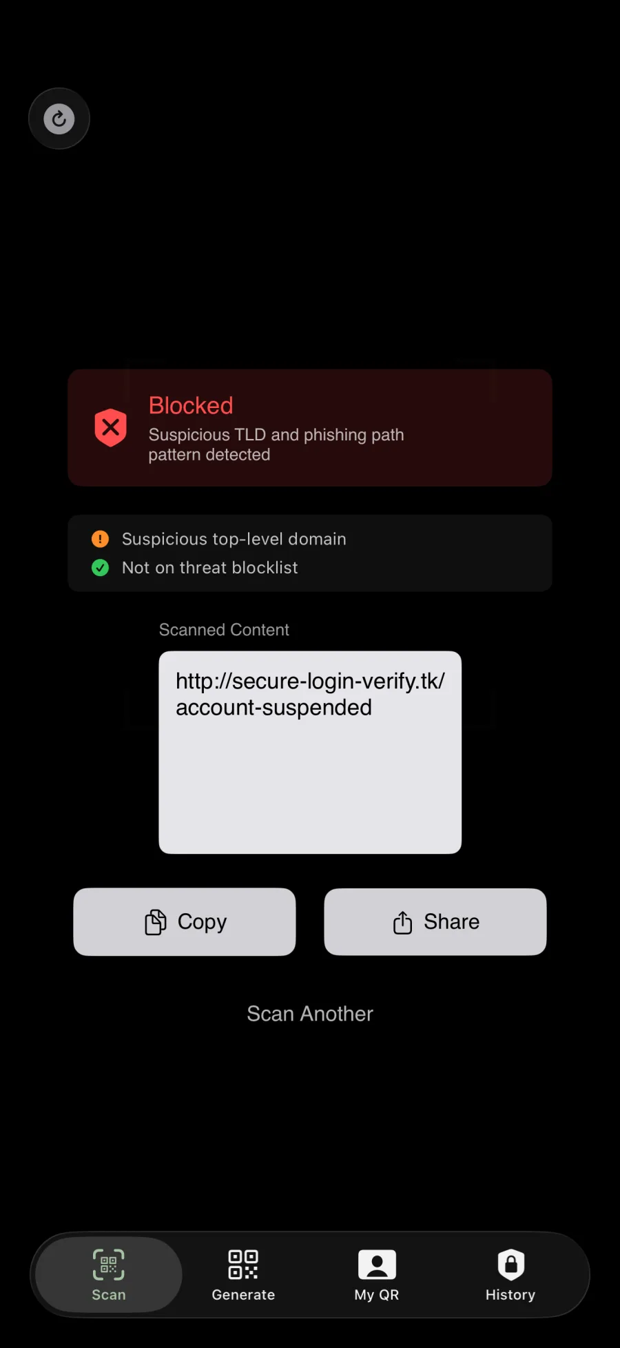 QRion screenshot: Know what looks wrong